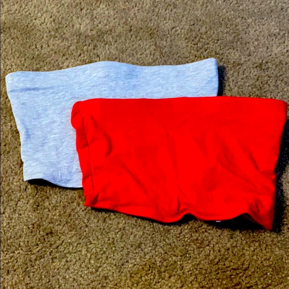 Red and grey tube tops